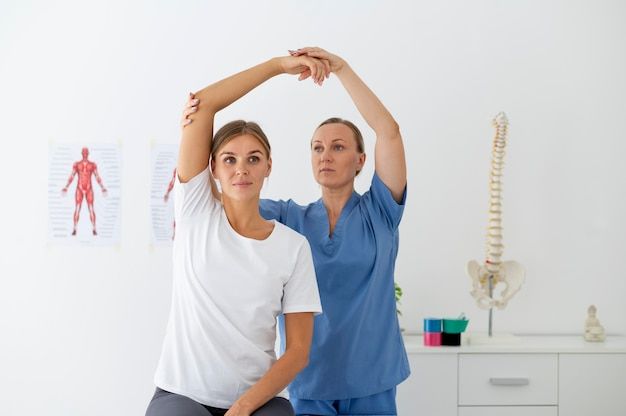 Physiotherapy conducting to patient